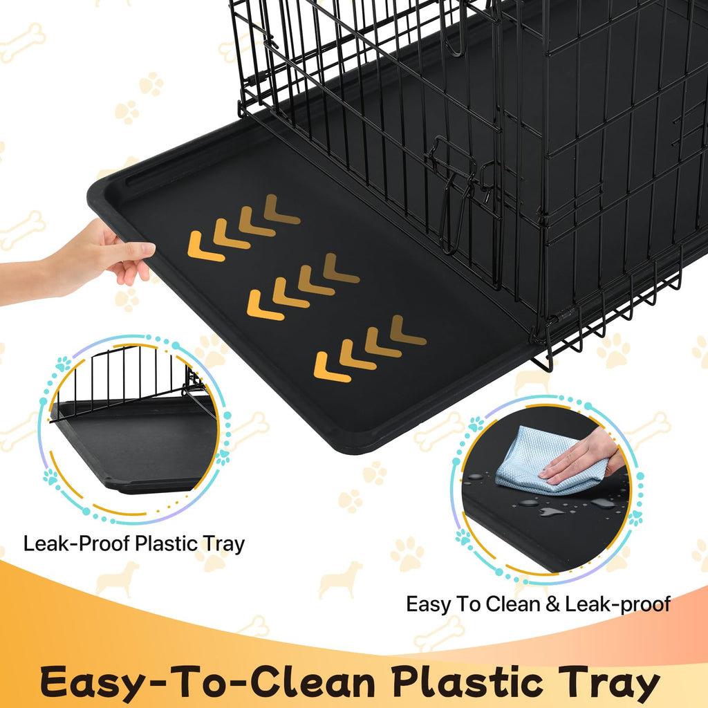 48 Inch Folding Metal Wire Dog Crate with Divider Panel & Removable Tray N81259