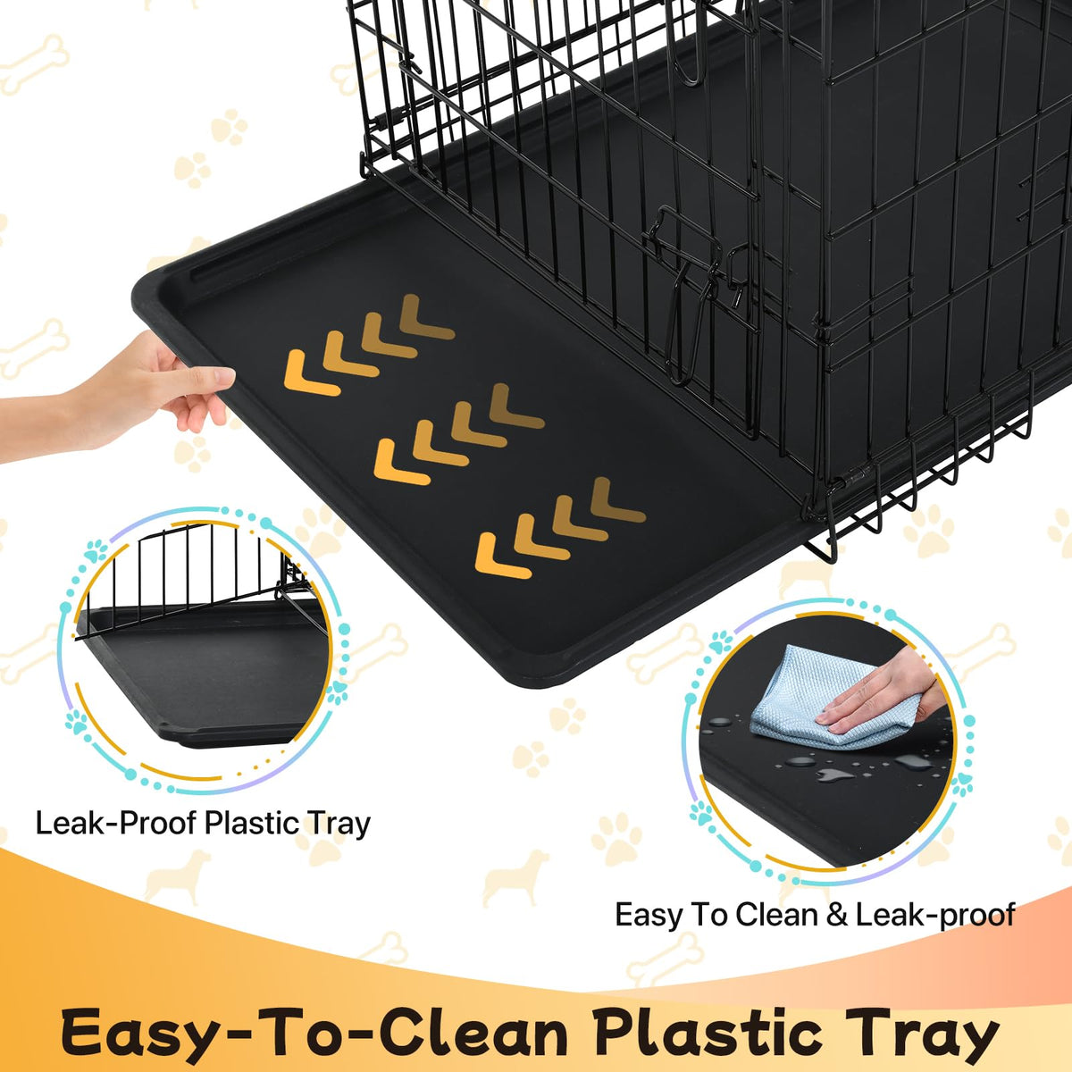 48 Inch Folding Metal Wire Dog Crate with Divider Panel & Removable Tray N81259